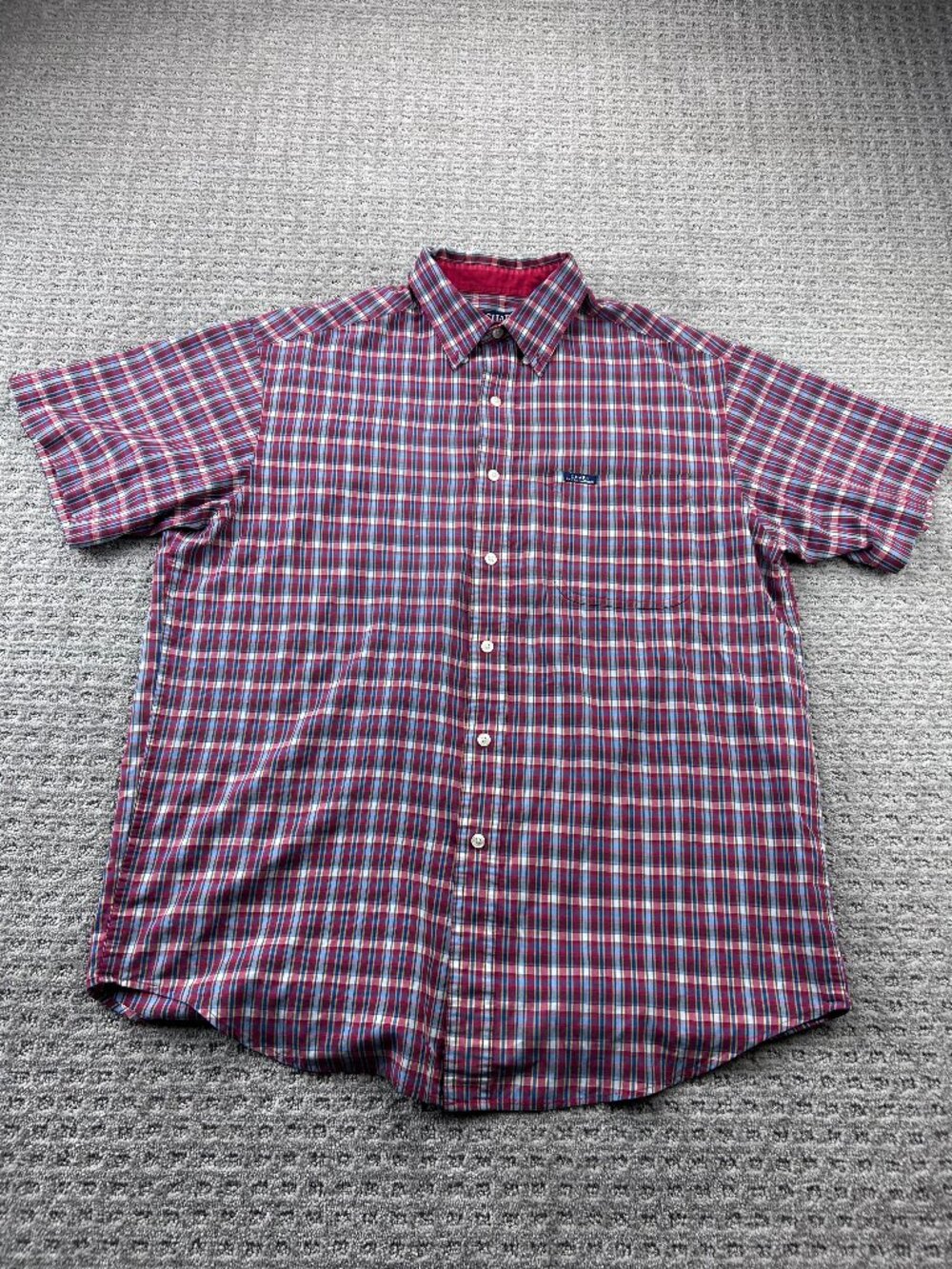 Vintage CHAPS Ralph Lauren Button Down Shirt Men Large L Red Blue Yellow Plaid